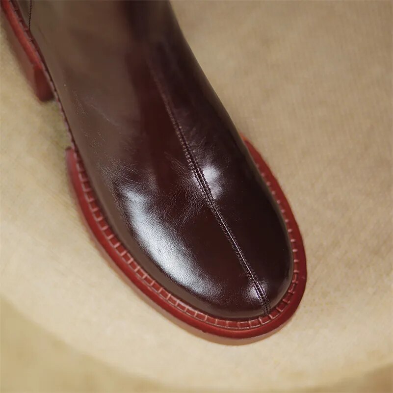 Meotina Women Genuine Leather Western Boots