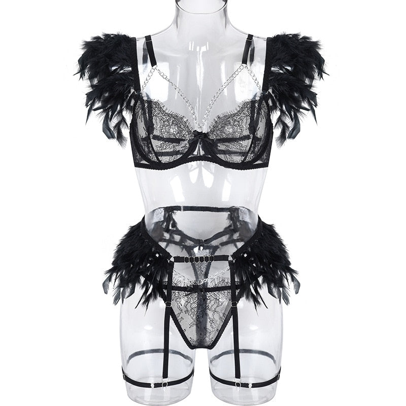 MIRABELLE Feather Lingerie Sets