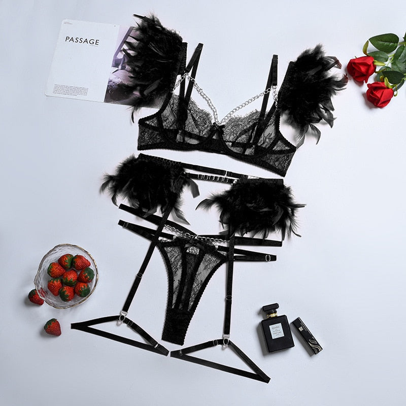 MIRABELLE Feather Lingerie Sets