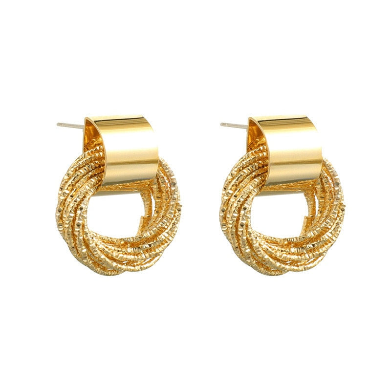 Retro Metallic Gold Color Earrings