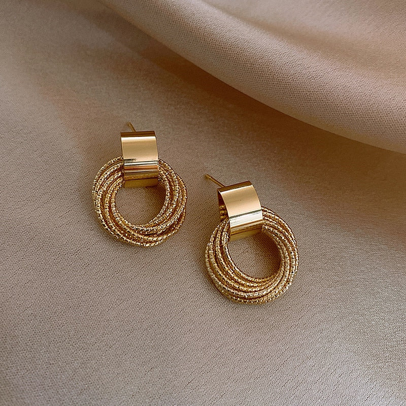 Retro Metallic Gold Color Earrings