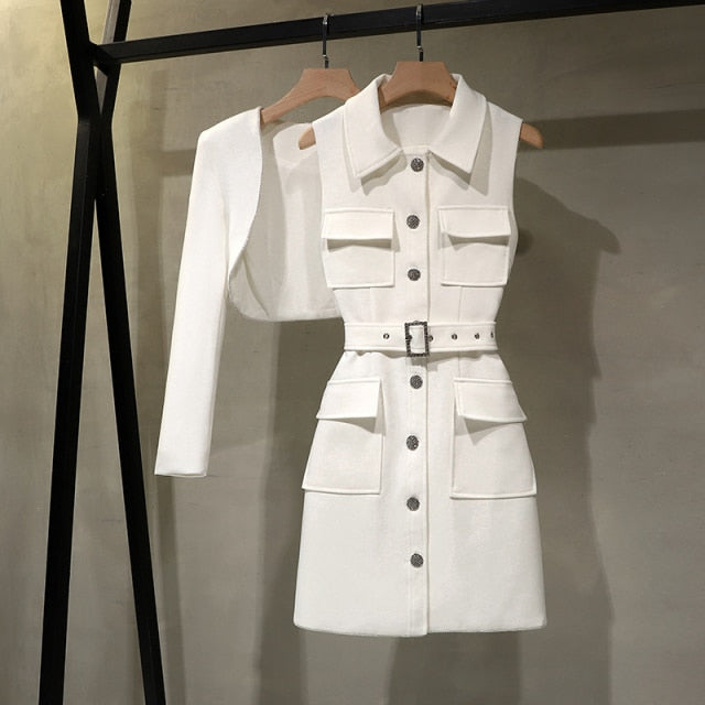 Lana Set Dress (white, black)