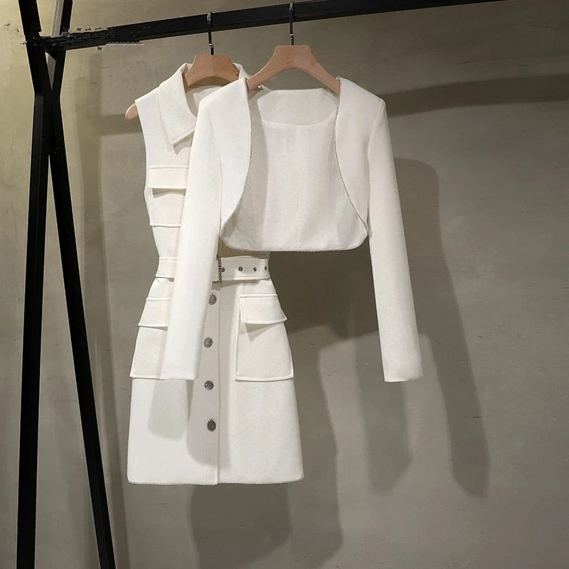 Lana Set Dress (white, black)